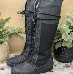 Clarks Carima Pluma Black Tall Fur Lined Women's Size 7.5M Boots